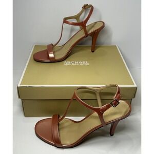 MICHAEL KORS‎ Pink Grapefruit Strappy Ankle Buckle Sandal Heel Shoes Size 8M EUC